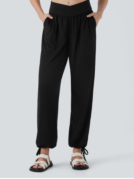 NWOT Halara Crossover High Waisted Pocket Drawstring Casual Joggers black - Thumbnail 6