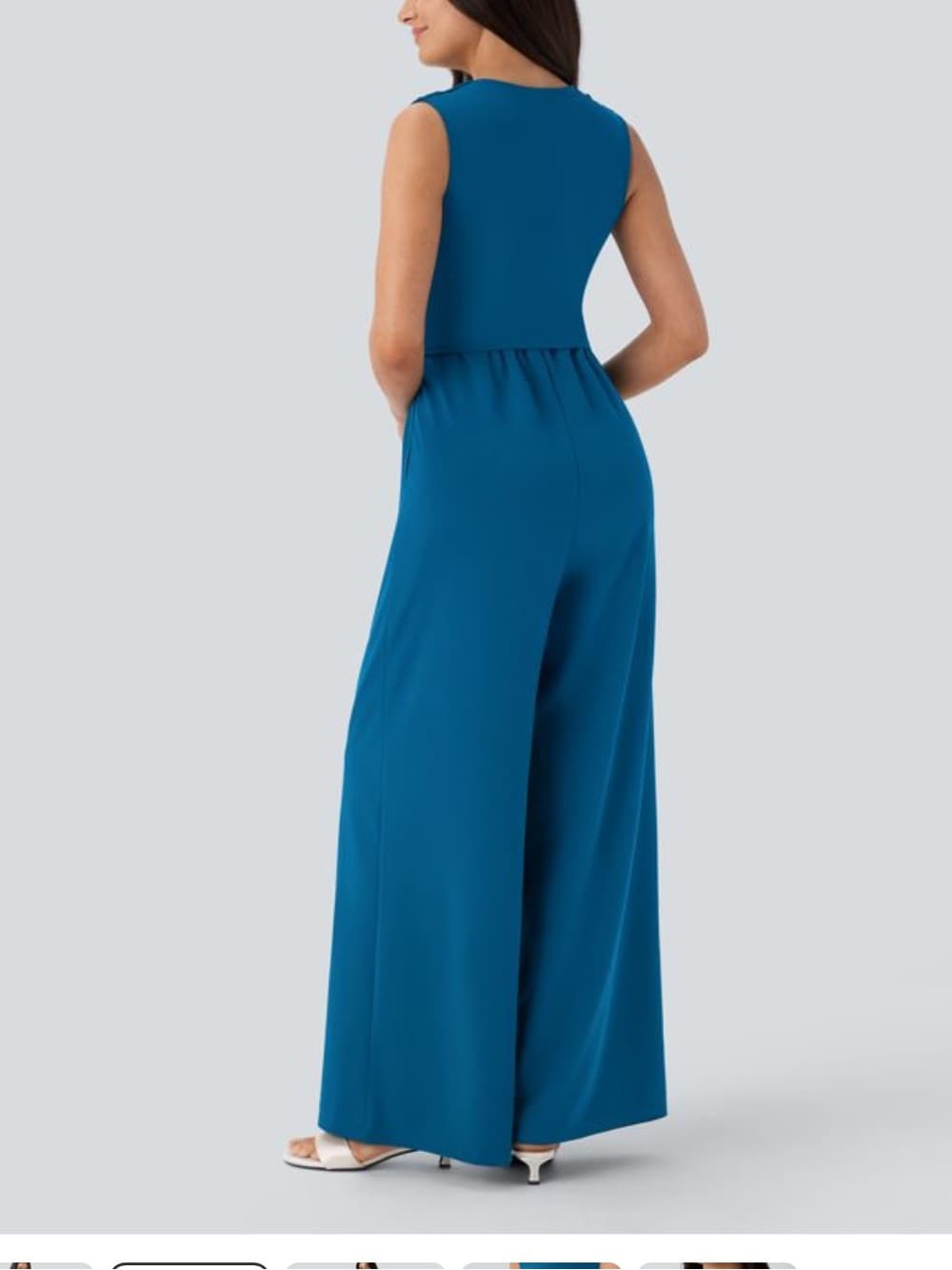 NWOT Halara V Neck Sleeveless Ruched Pocket Jumpsuit-Easy Peezy