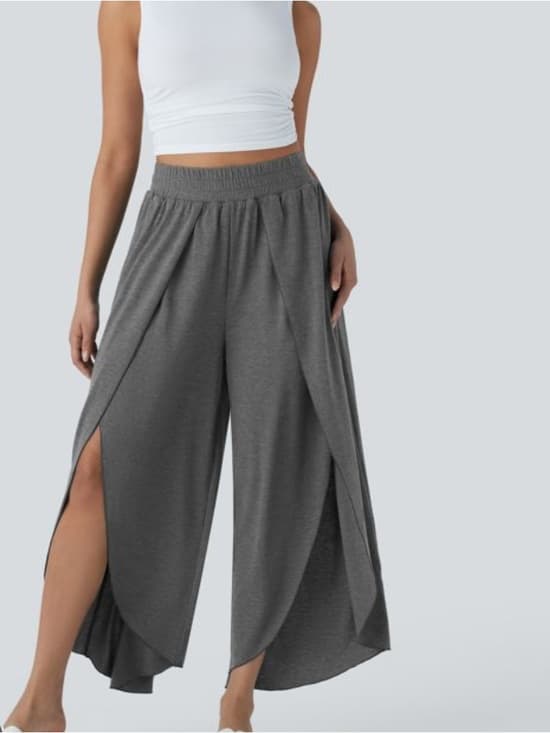 NWOT Halara high waisted flowy wide leg casual pants grey - Thumbnail 6