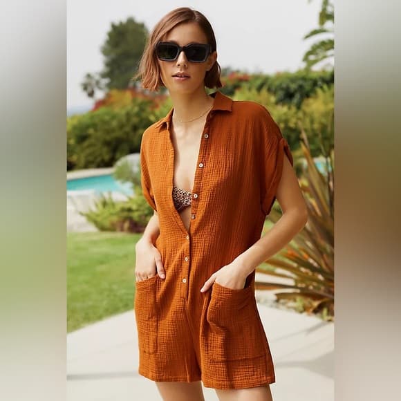 L*Space Mika cotton gauze Mika romper Amber - Thumbnail 5