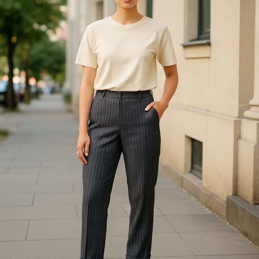 Anthony Thomas Melillo wool Gray Pinstripe Pants - Thumbnail 6