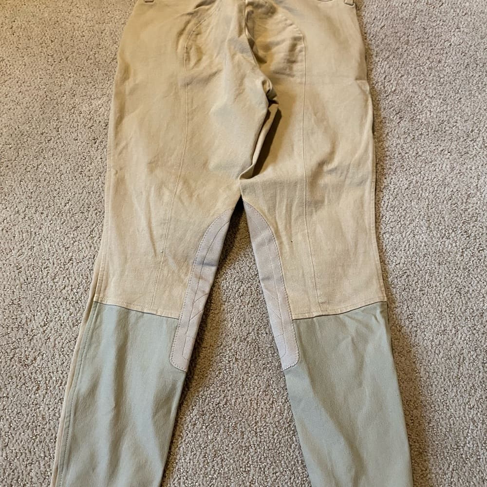 Ariat mid rise English riding knee patch breeches khaki - Thumbnail 2