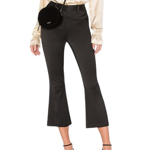 FRAME Crop Stretch Satin Flare Trouser Pants 4 - Thumbnail 7