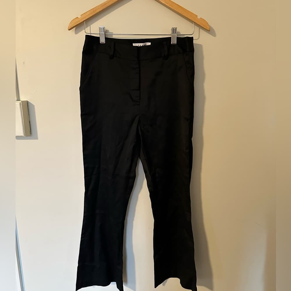 FRAME Crop Stretch Satin Flare Trouser Pants 4 - Thumbnail 5