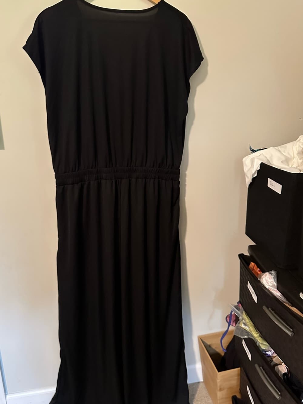 NWOT Halara V Neck Short Sleeve Side Pocket Wide Leg Flowy Waffle Jumpsuit - Thumbnail 3