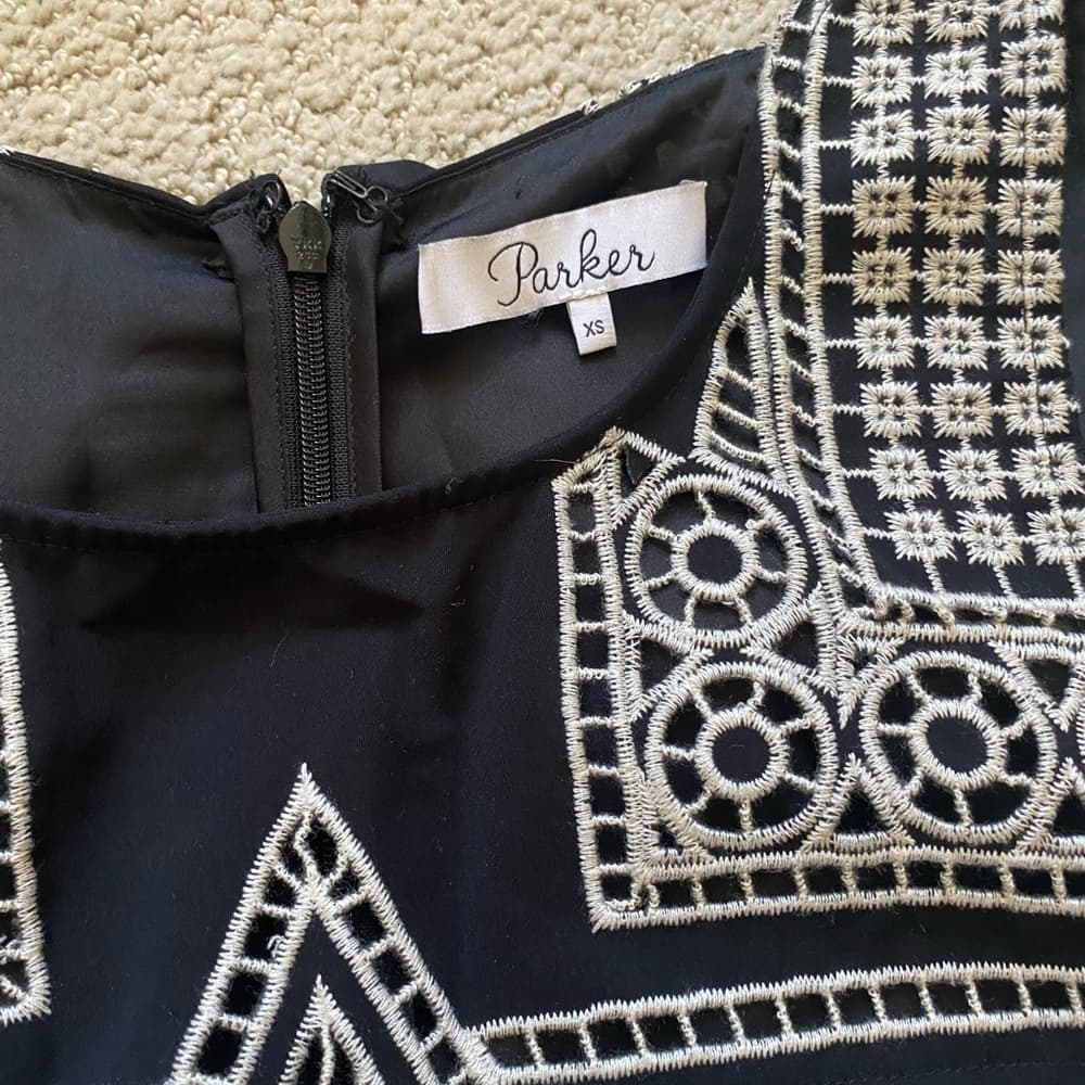 Parker Black and White Embroidered Romper extra small - Thumbnail 2