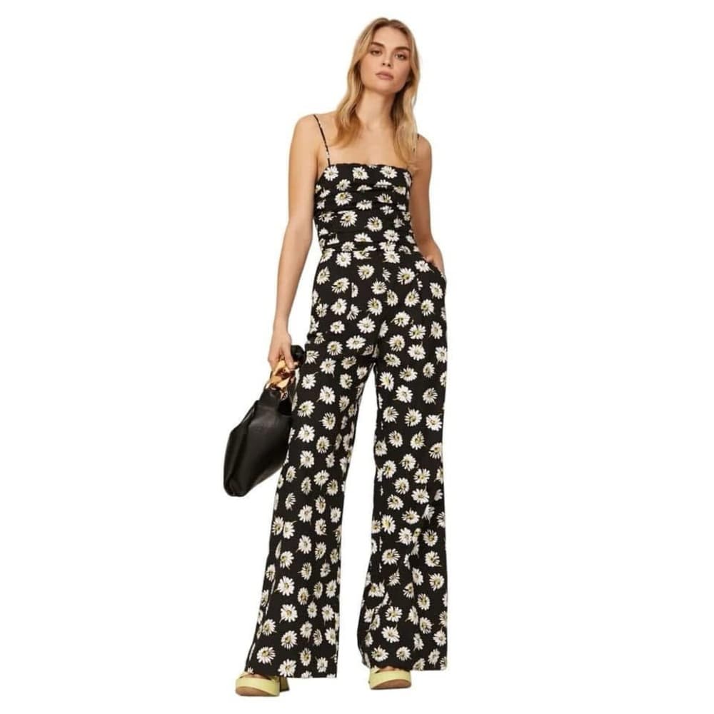 MSGM Tuta jumpsuit floral black strapless wide leg
