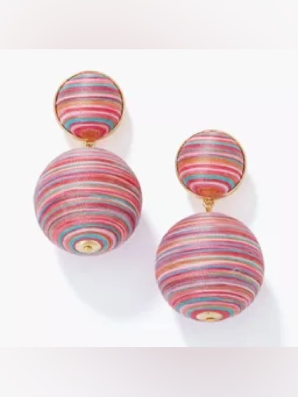 NWT Tuckernuck striped pink lantern earrings - Thumbnail 4