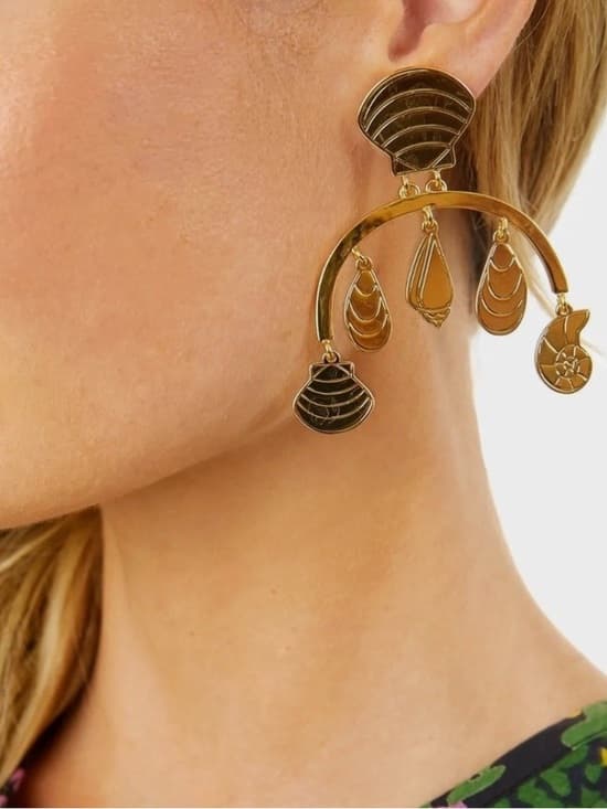NWT Tuckernuck Cumberland gold seashell drop earrings - Thumbnail 5