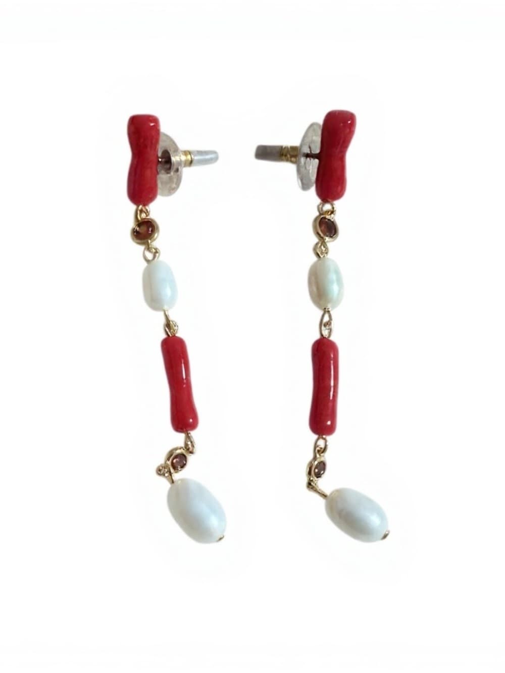 NWT Tuckernuck coral and pearl drop earrings
