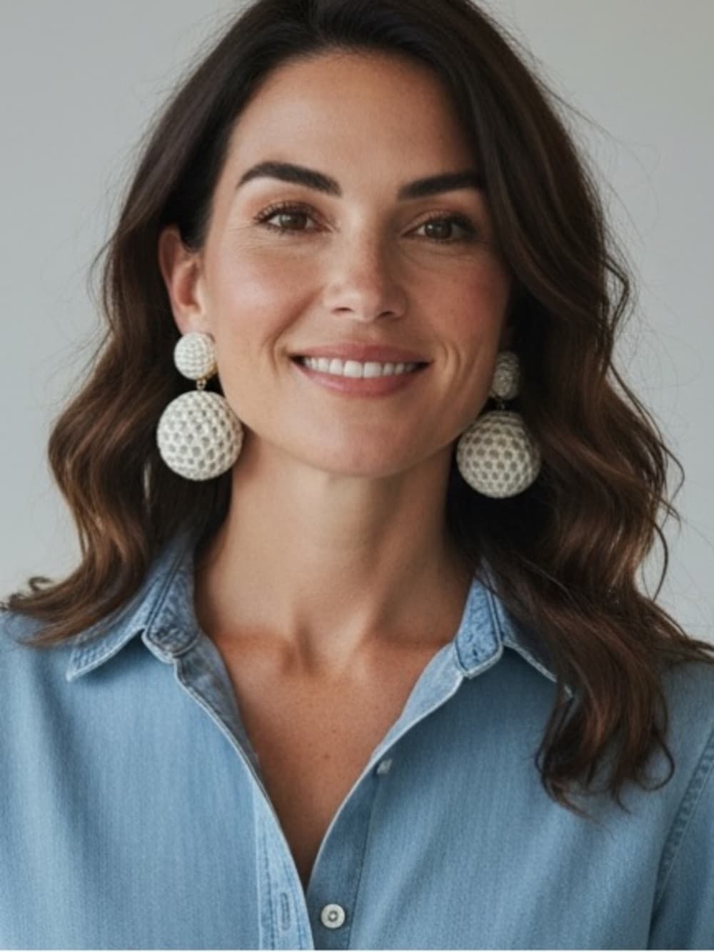 NWT Tuckernuck cream netting lantern earrings