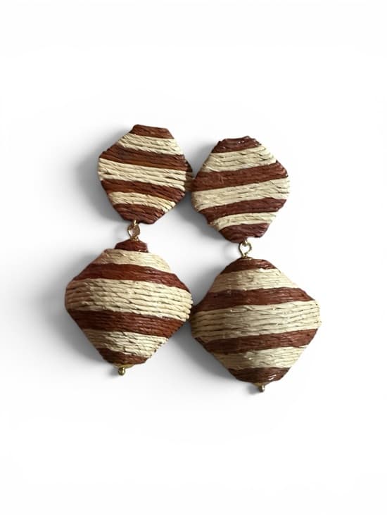 NWT Tuckernuck Raffia stripe lantern earrings - Thumbnail 5