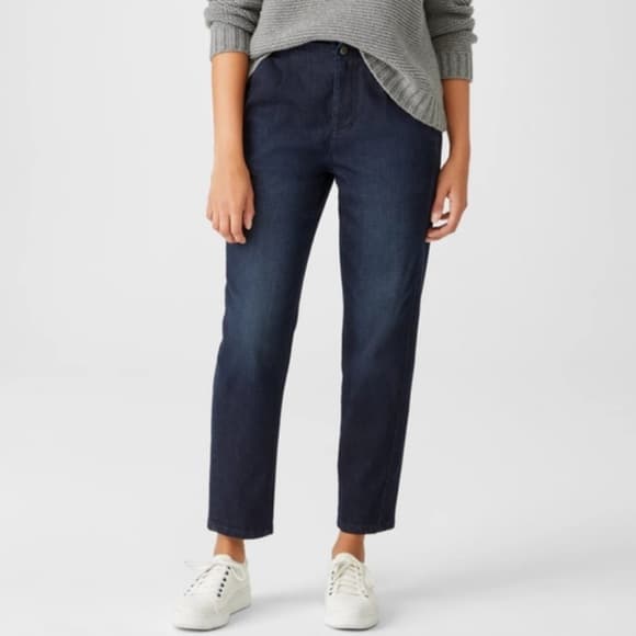 Eileen Fisher Organic Cotton Stretch Tapered pants utility blue - Thumbnail 5