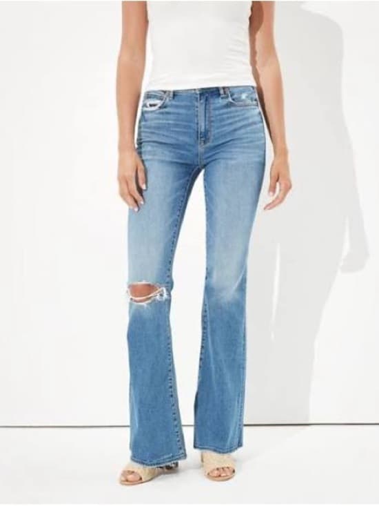 NWT American Eagle super hi rise flare jeans cool hand blue 4 - Thumbnail 8