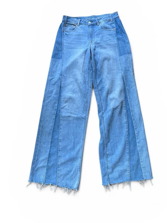 American Eagle low rise baggy wide leg patchwork jeans 6 extra long - Thumbnail 6