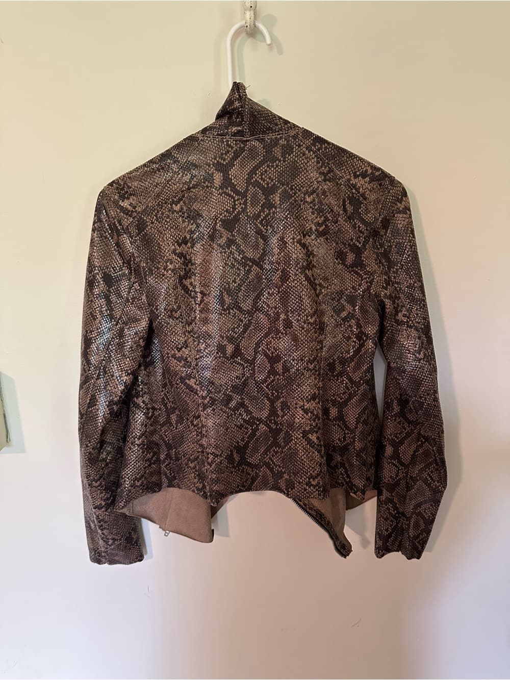 Blank NYC faux snakeskin drape front biker jacket - Thumbnail 3