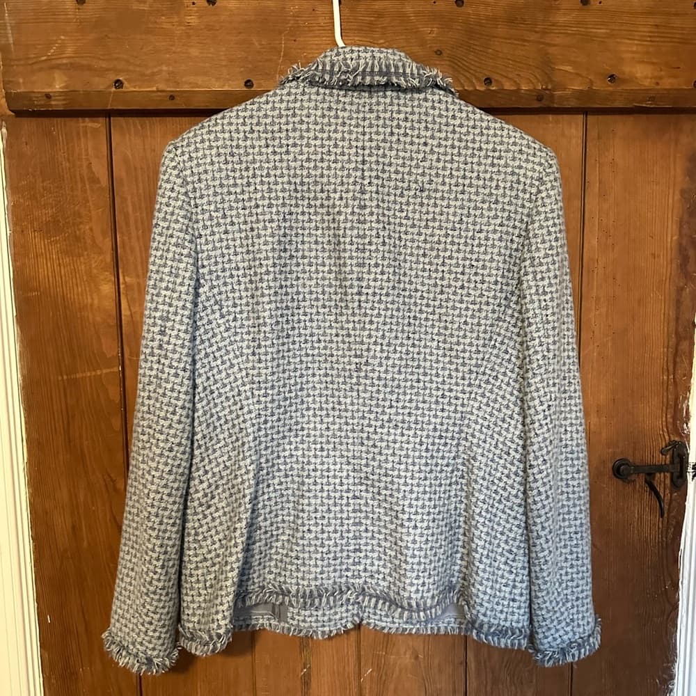 Vintage Escada tweed skirt suit blue silver - Thumbnail 7