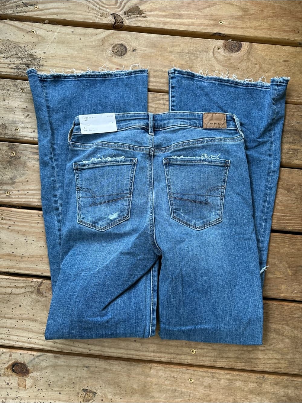 NWT American Eagle super hi rise flare jeans cool hand blue 4 - Thumbnail 6