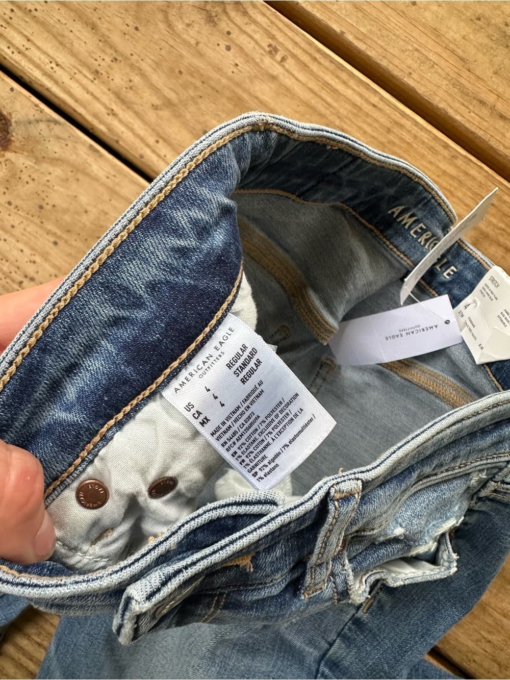 NWT American Eagle super hi rise flare jeans cool hand blue 4 - Thumbnail 5