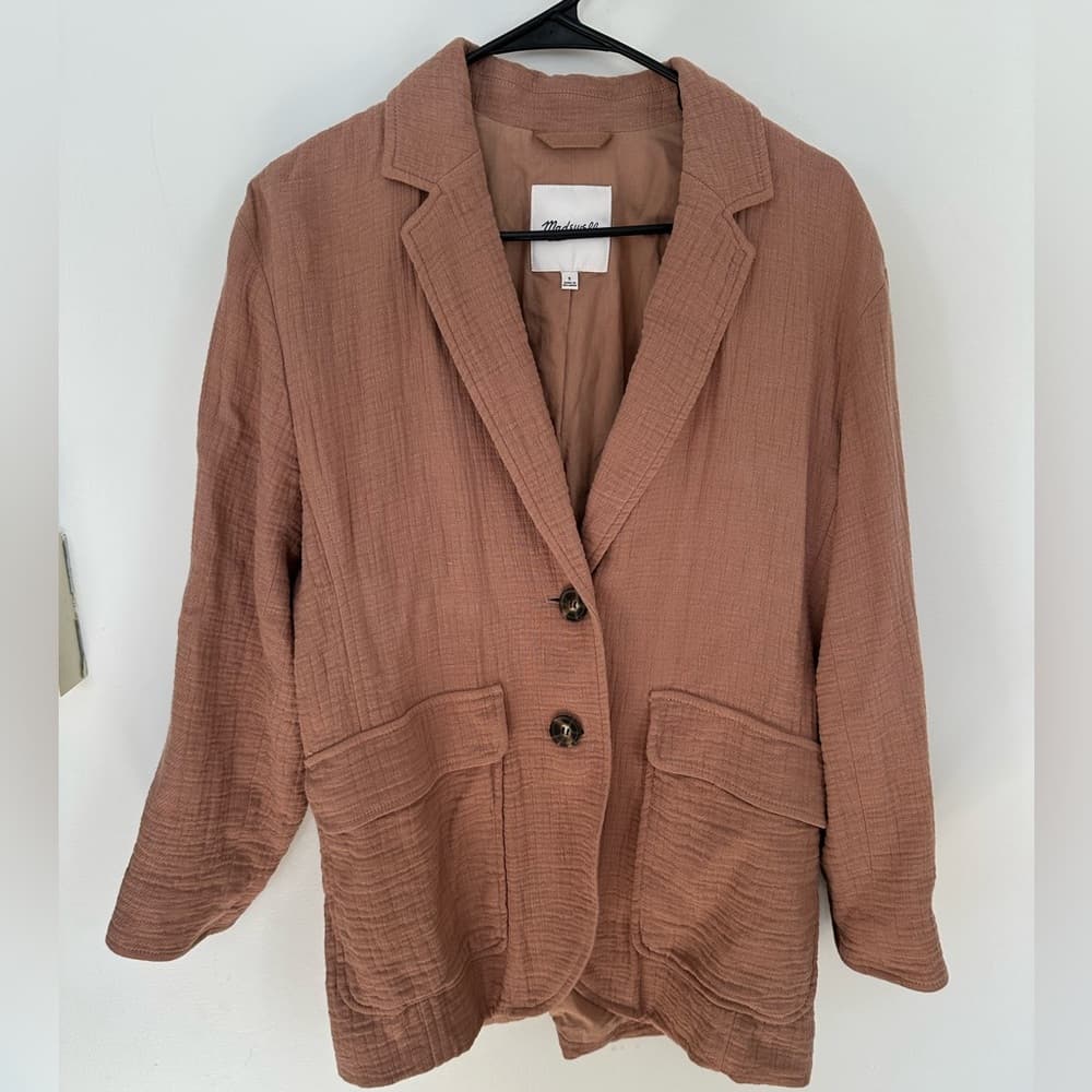 Madewell Larson cotton linen blazer faded earth small