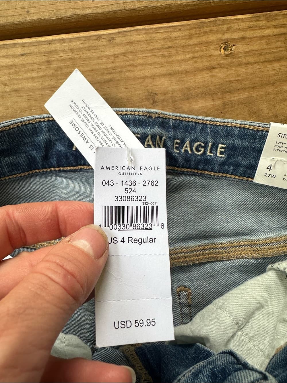 NWT American Eagle super hi rise flare jeans cool hand blue 4 - Thumbnail 4