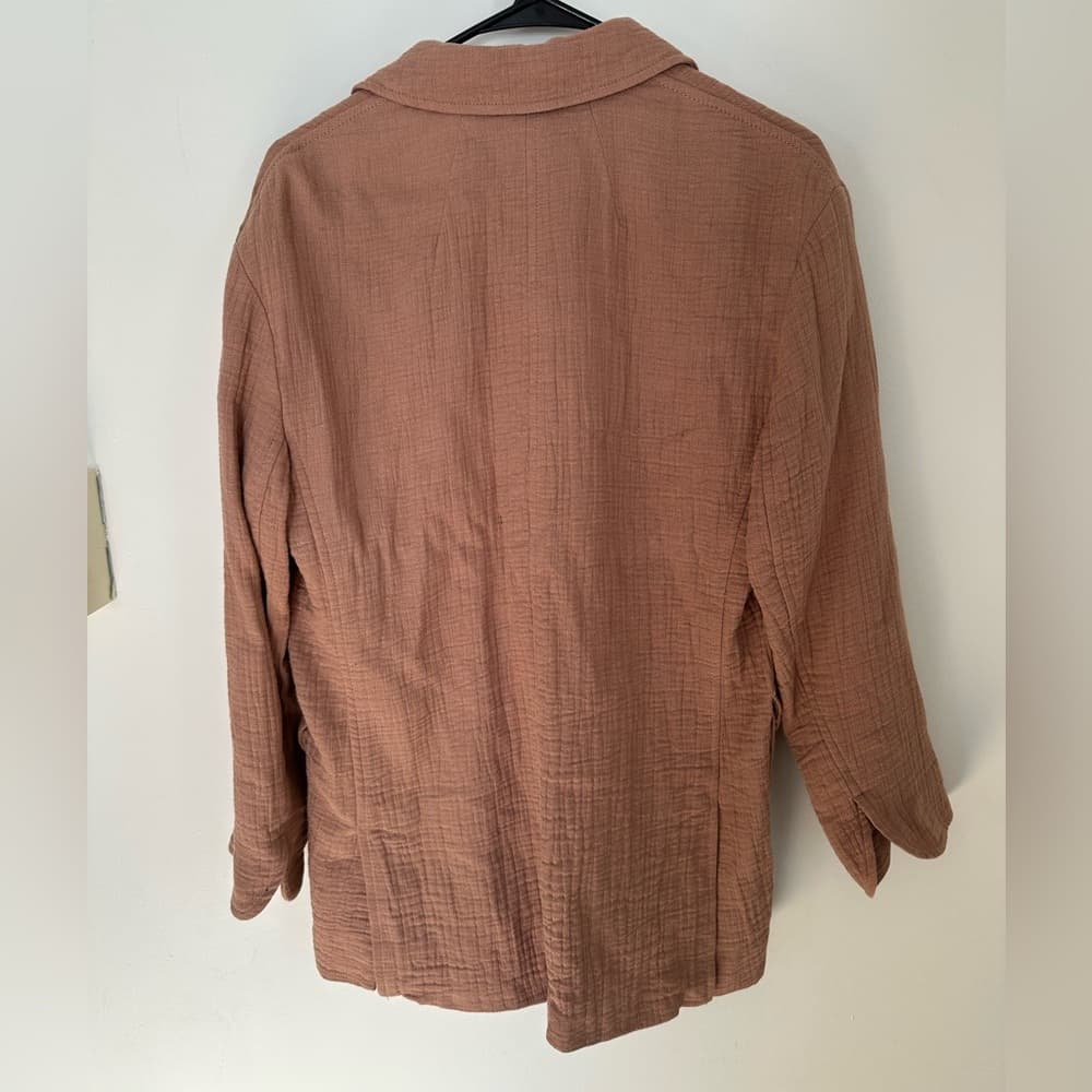 Madewell Larson cotton linen blazer faded earth small - Thumbnail 3