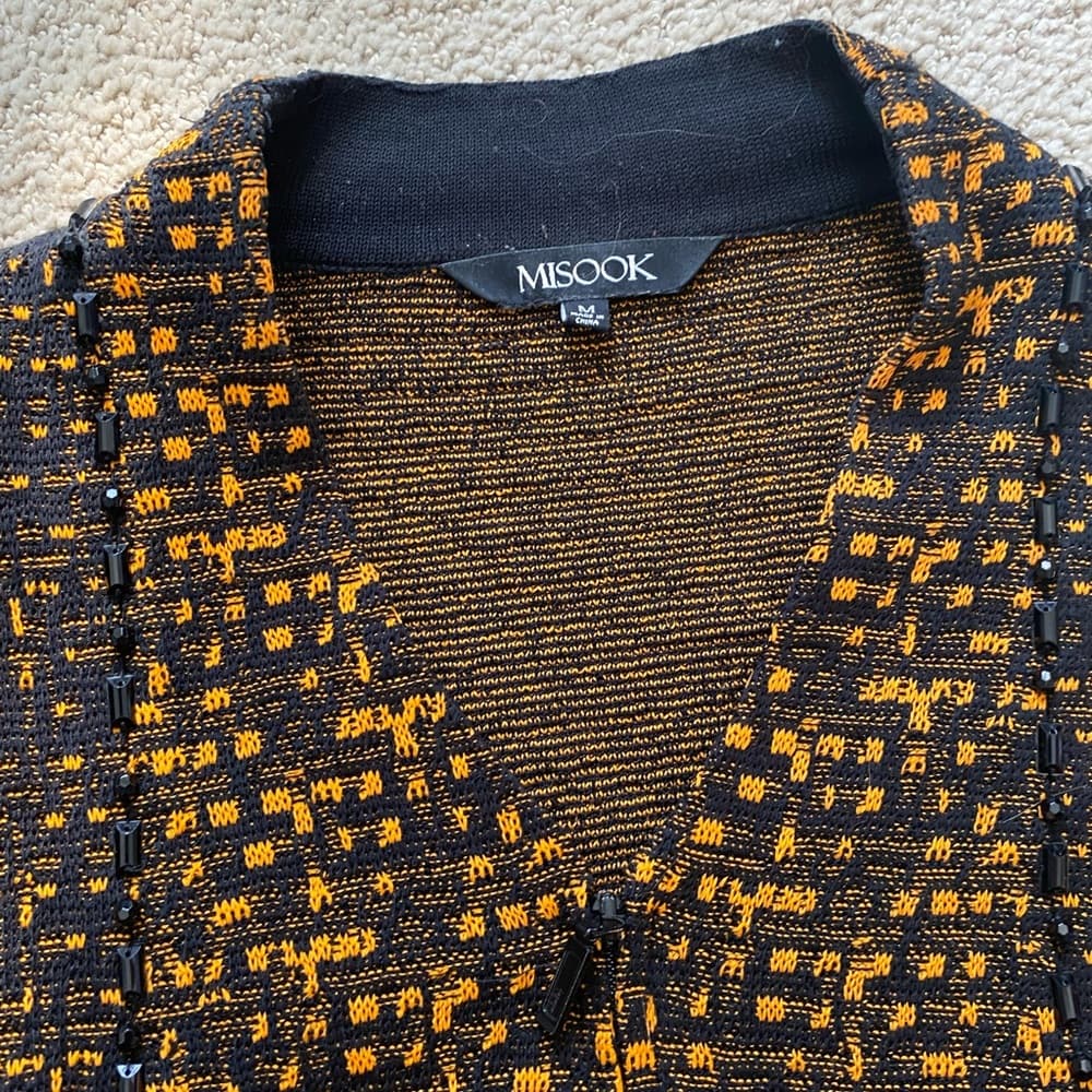 Misook beaded Black orange tweed jacket - Thumbnail 2