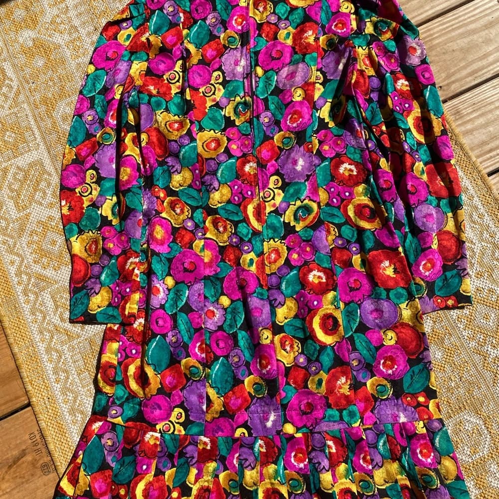 Vintage silk Maggie London dress floral - Thumbnail 3