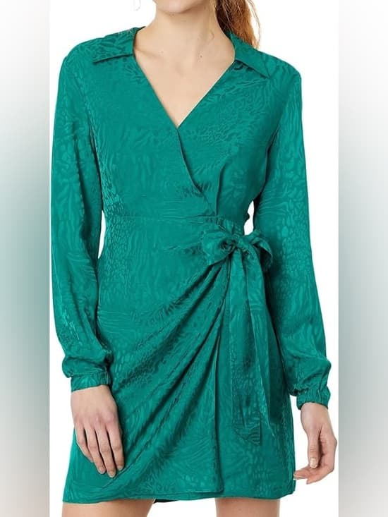 Lilly Pulitzer Nicolina wrap dress evergreen party animal - Thumbnail 4