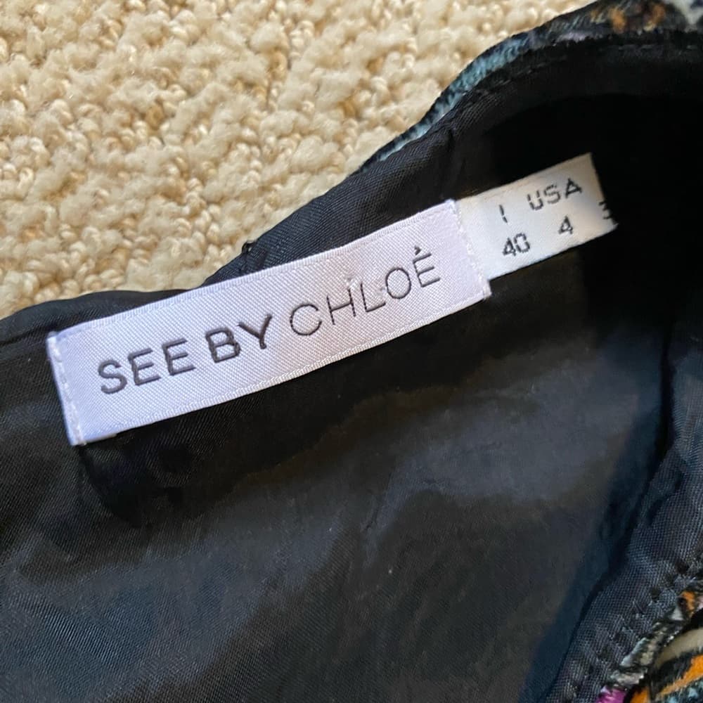 See By Chloe velvet mini Dress blue black - Thumbnail 2