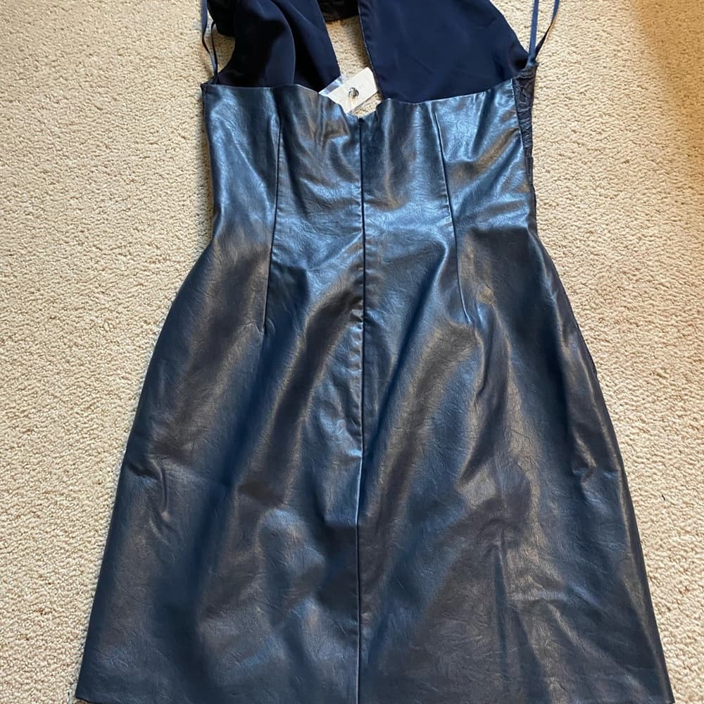 NWT Eva Franco Twofer dress vegan leather 2 - Thumbnail 4