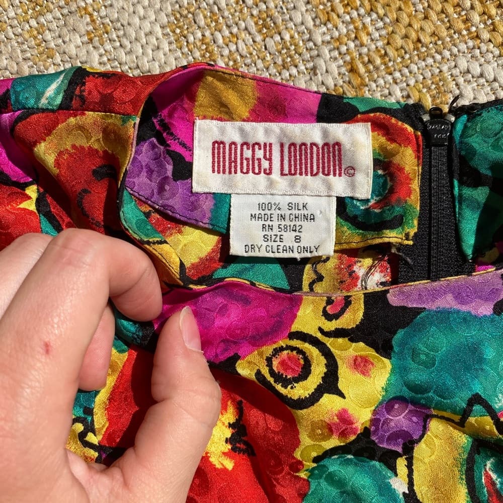 Vintage silk Maggie London dress floral - Thumbnail 2