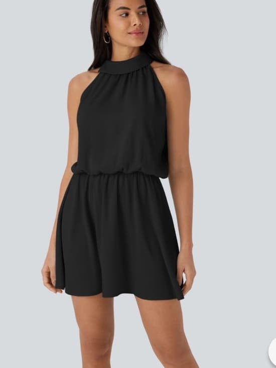 NWOT Halara Halter Flowy Mini Dress black large - Thumbnail 7
