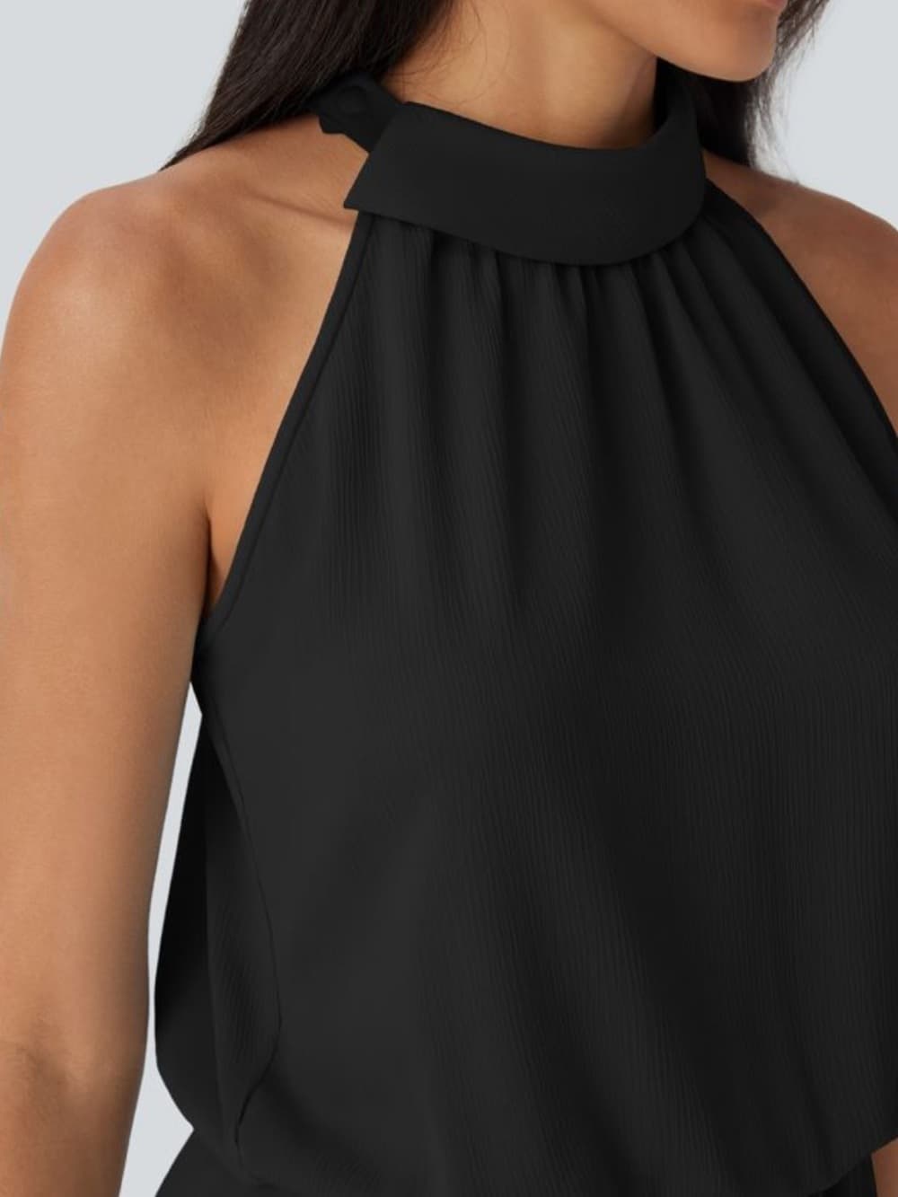 NWOT Halara Halter Flowy Mini Dress black large - Thumbnail 2
