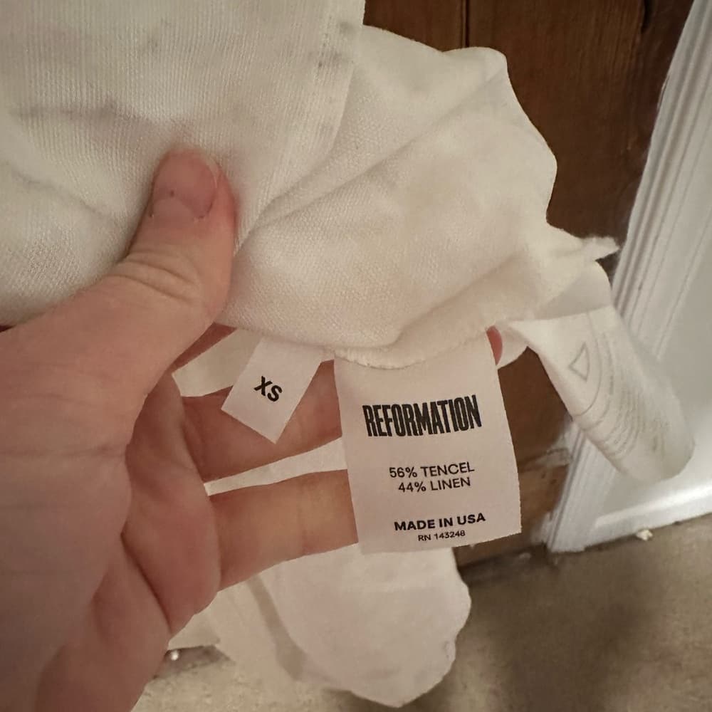 Reformation Cruz linen blend wrap dress white xs - Thumbnail 2