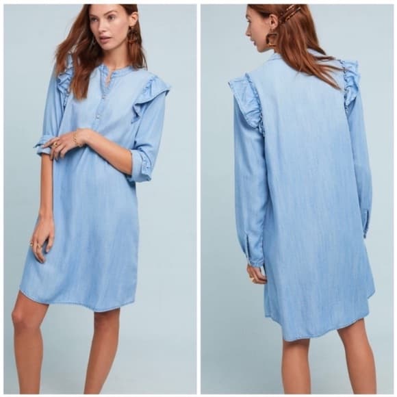 Cloth and Stone Anthropologie long sleeve chambray dress medium - Thumbnail 7