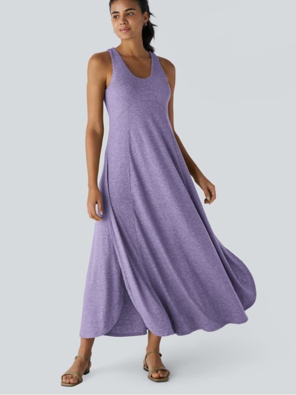 NWOT Halara Halara Women's U Neck Flowy Maxi Casual Tank Dress purple - Thumbnail 5