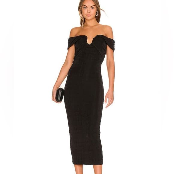 Misha Revolve Maylee slinky midi dress black - Thumbnail 5