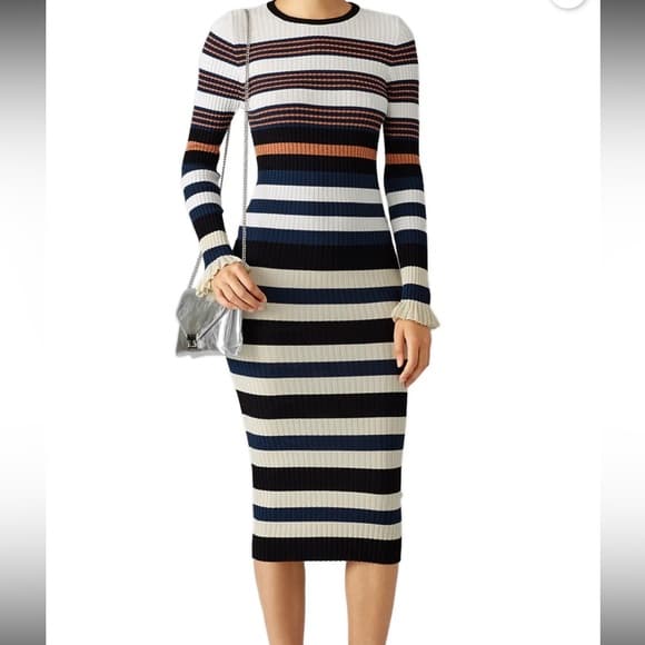 Opening Ceremony long sleeve striped midi dress Harvest white - Thumbnail 8