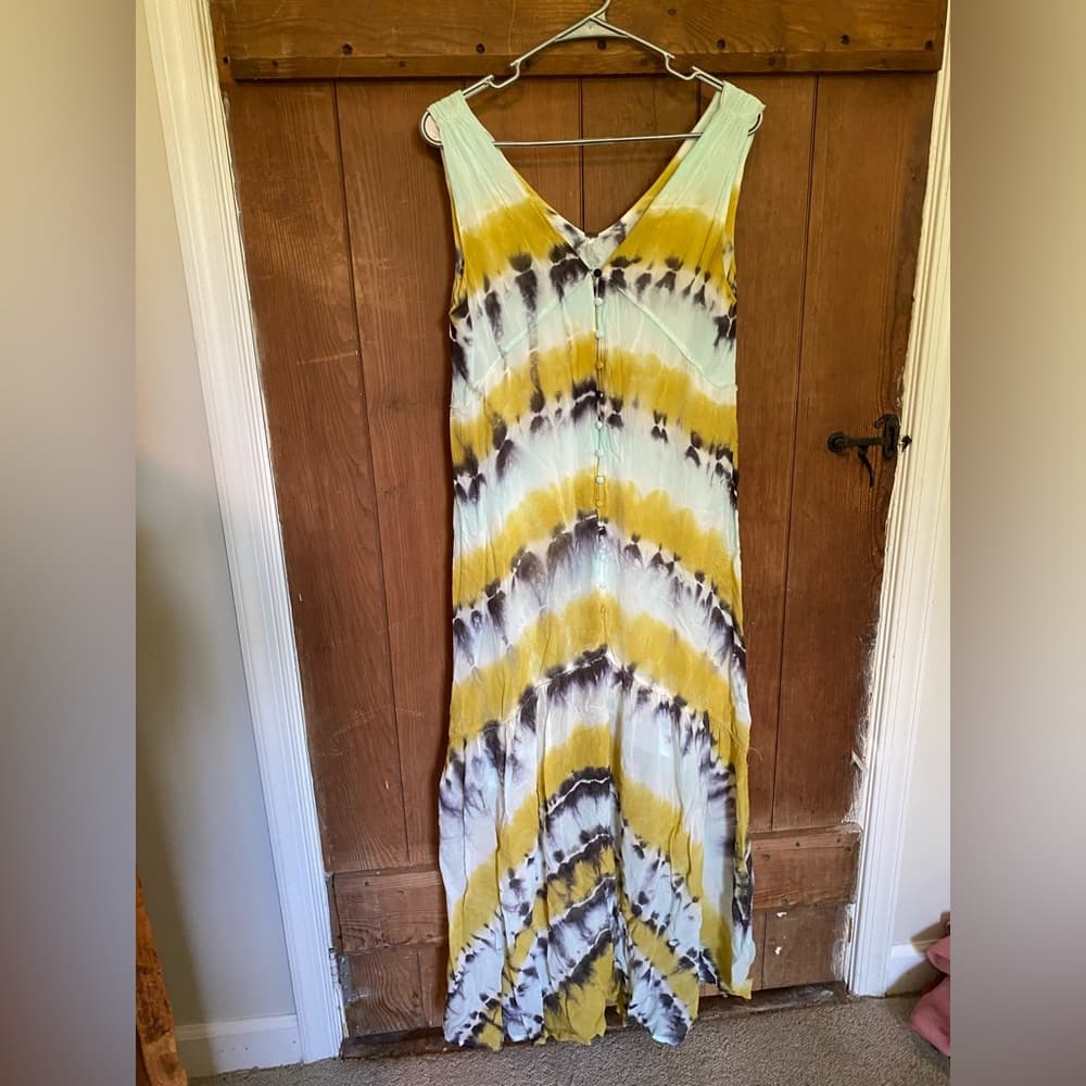 Young Fabulous and Broke Raquel tie dye maxi dress Olive Harmony Wash - Thumbnail 2