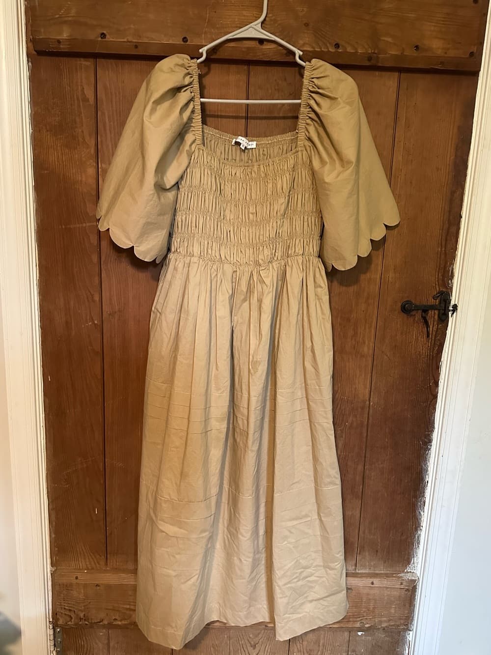 English Factory scallop detail midi dress tan small - Thumbnail 2