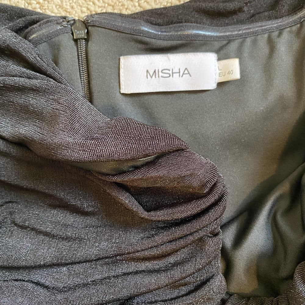 Misha Revolve Maylee slinky midi dress black - Thumbnail 2