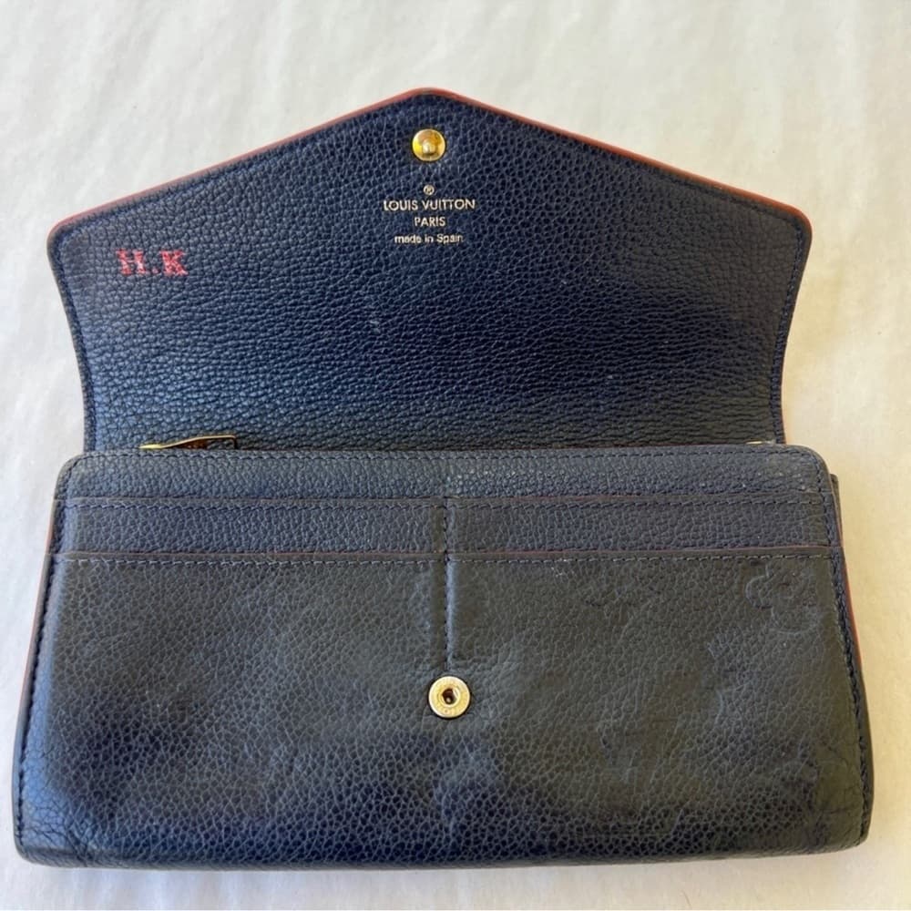 Authentic Louis Vuitton Empreinte Sarah Wallet navy red gold - Thumbnail 3