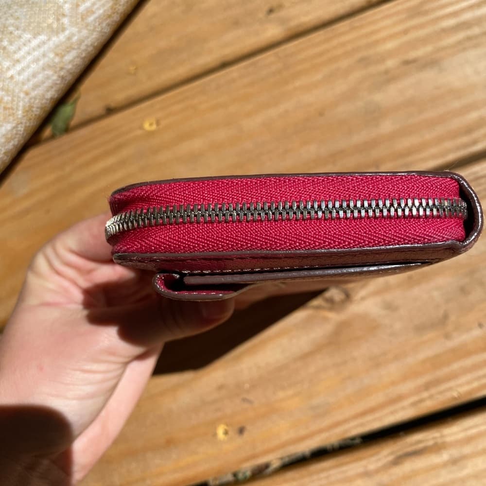 Cartier zip around long wallet red silver leather - Thumbnail 8