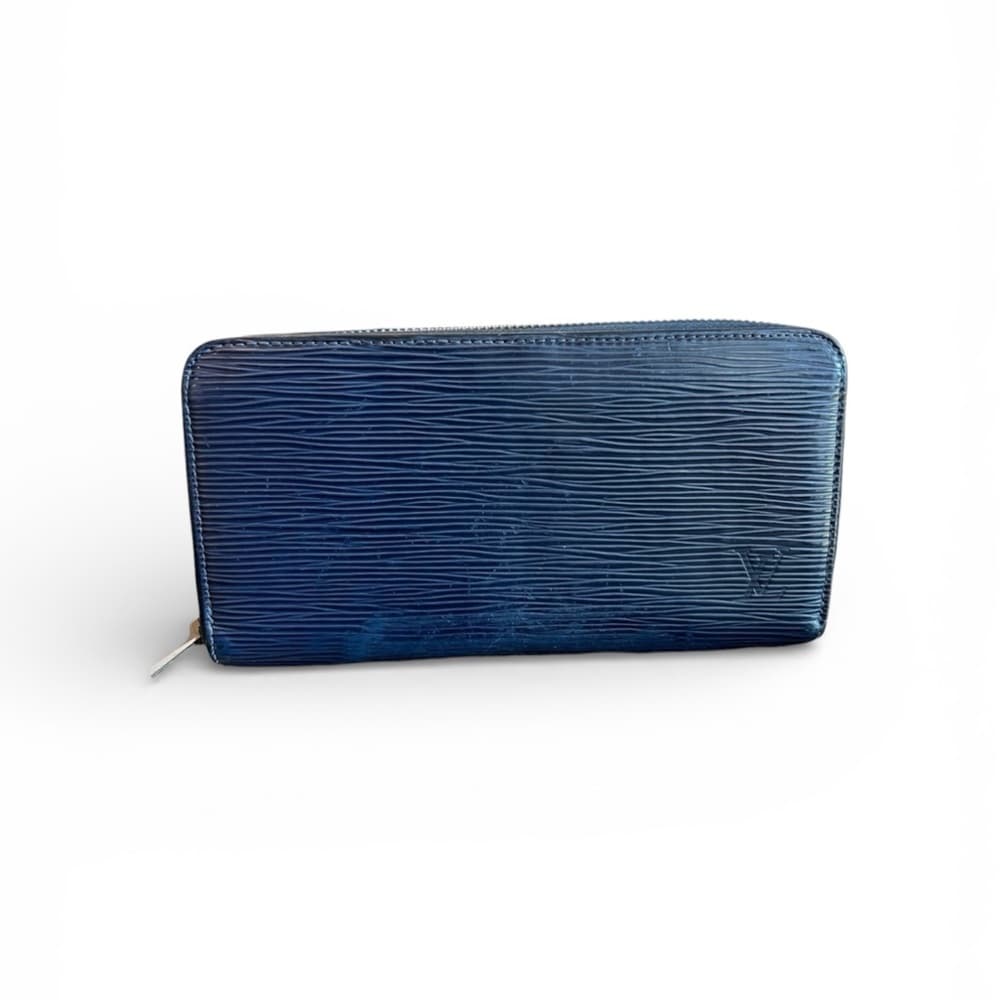 Authentic Louis Vuitton Zippy Epi leather wallet blue silver - Thumbnail 10
