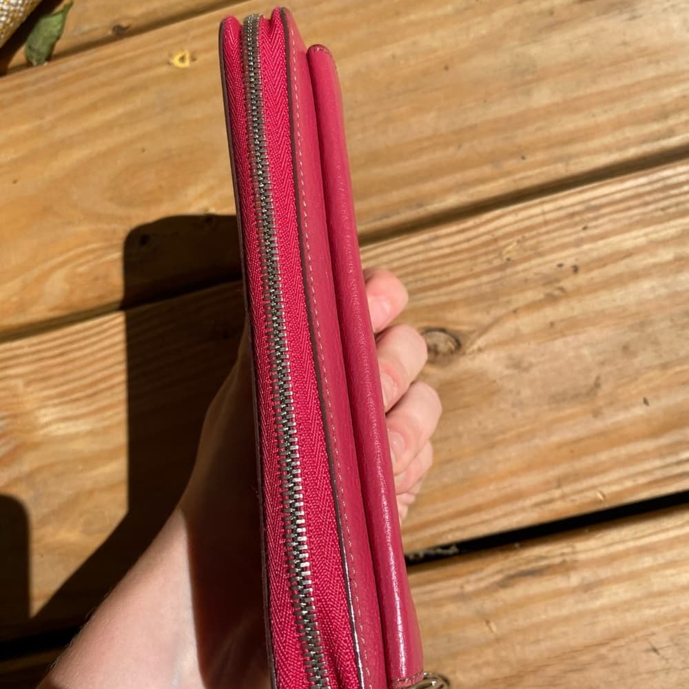 Cartier zip around long wallet red silver leather - Thumbnail 7