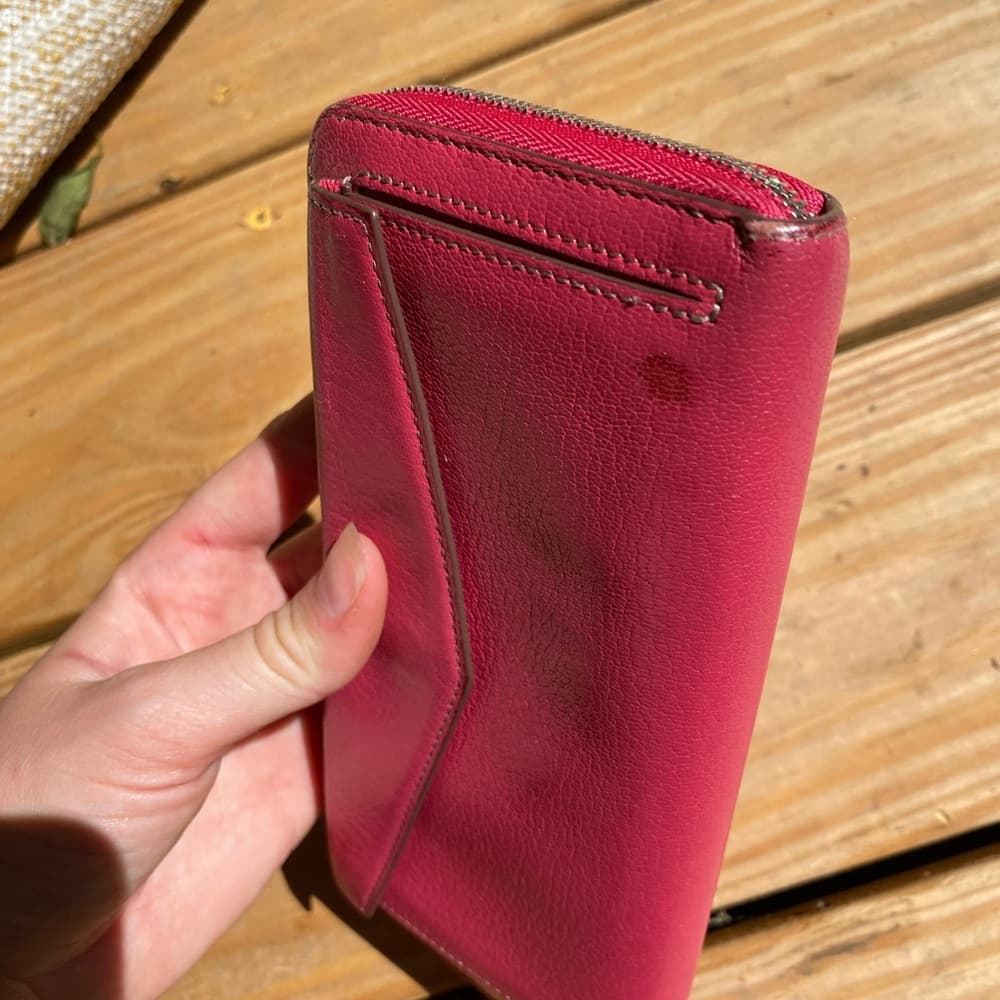 Cartier zip around long wallet red silver leather - Thumbnail 3