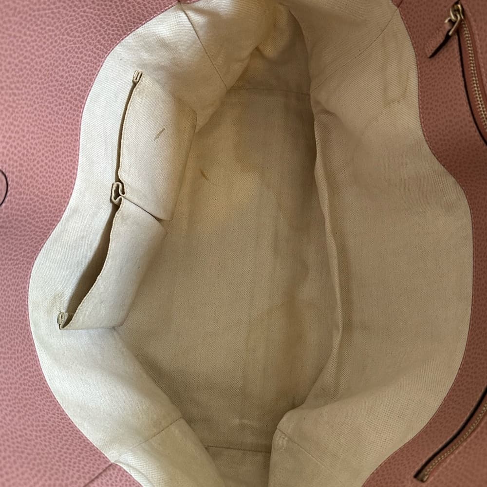 Gucci Swing Medium Pebbled Leather Tote Bag taupe pink - Thumbnail 7
