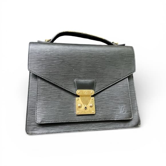 Authentic Louis Vuitton Monceau handbag black gold - Thumbnail 14