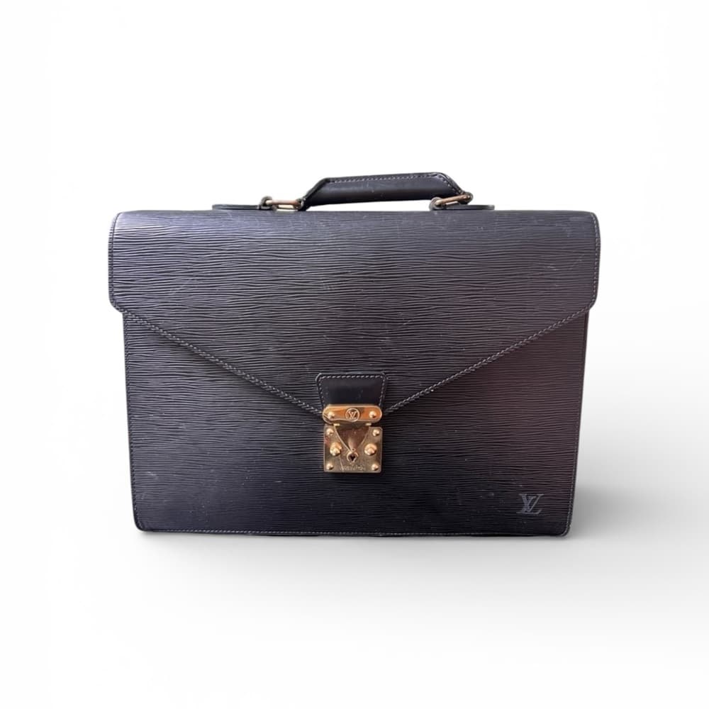 Authentic Louis Vuitton Epi leather briefcase black gold - Thumbnail 12